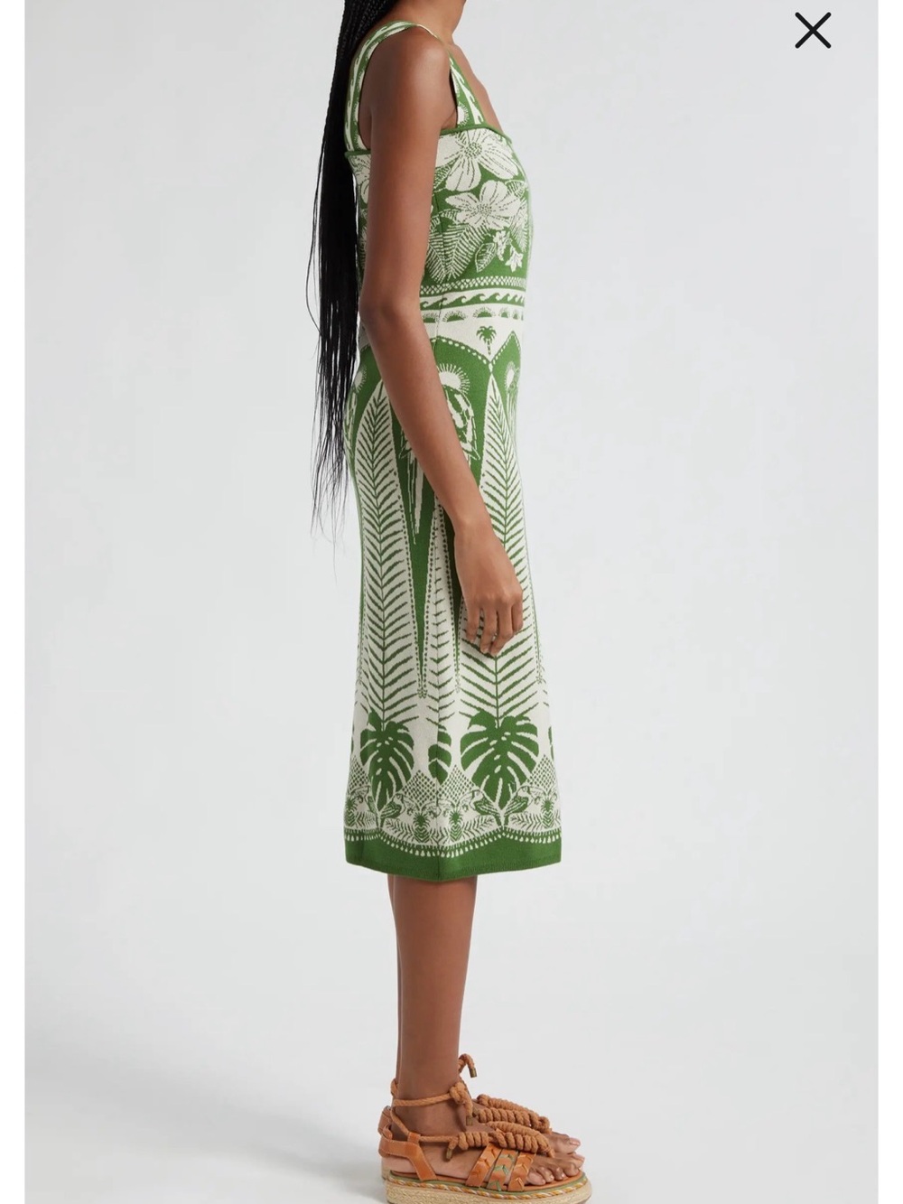 FARM Rio Green and Cream Botanical Knit Midi Dress - NWT - Picture 5 of 6